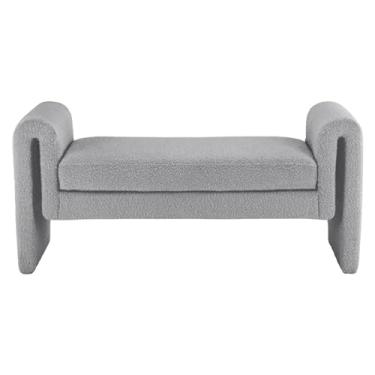 Imagem de Banco de armazenamento no final da cama, banco otomano para quarto, banco estofado na extremidade da cama, banco moderno para sapatos de entrada, banco de sala de estar, banco de sala de jantar, banco