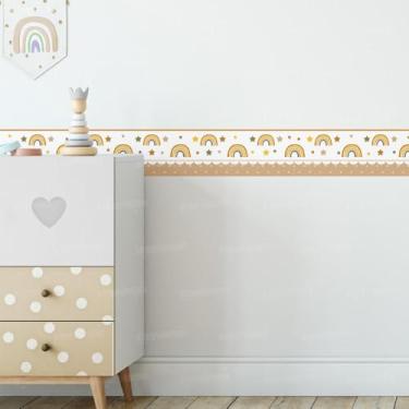 Imagem de Adesivo Infantil Parede 03 Faixa Arco-Íris Estrelinhas Delicado Quarto Bebê Menina Colorido Lúdico