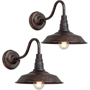 Imagem de Luminárias De Parede Retrô à Prova D'água Ip54 Ao Ar Livre Luminárias De Parede De Varanda Vintage 9,8 Polegadas Gooseneck Lâmpadas De Parede Externas Pátio Garagem Fazenda Exter, 4 Pack