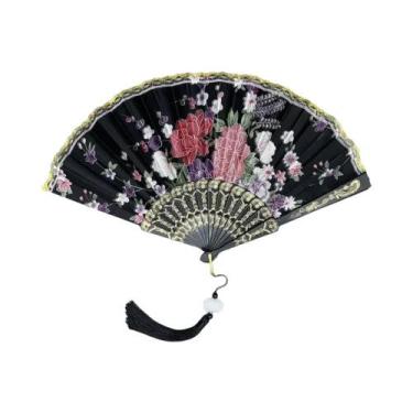 Imagem de Leque De Seda Vintage Estilo Chinês Artesanato Japonês Decoração De Ca