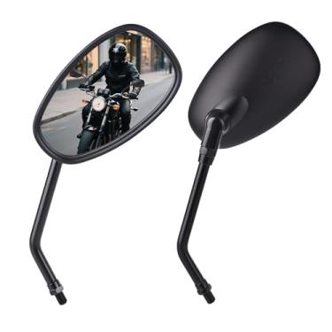 Imagem de Espelhos retrovisores universais para motocicleta - M10 Preto Oval Guidão Retrovisor Compatível com Honda Shadow MSX125 Kawasaki Vulcan Z900 Suzuki SV650 Volusia