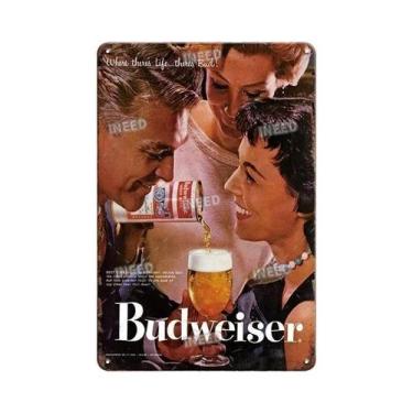 Imagem de Placa De Metal Vintage Budweiser Beer Tin Sign Para Decoração De Bar E