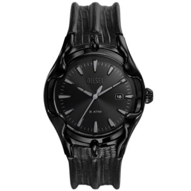 Imagem de Diesel Relógio analógico masculino Vert de couro preto, 44 mm