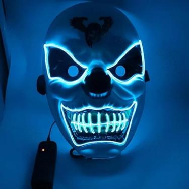 Imagem de SHANJIA Máscara de Halloween, máscara iluminada, crânio assustador com iluminação LED para festival de Halloween, cosplay, baile de máscaras, festa de carnaval (estilo 10)