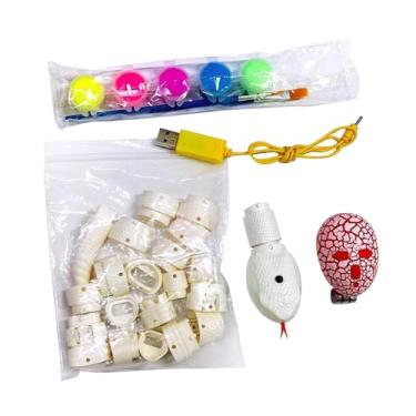 Imagem de simhoa Brinquedo de RC com controle remoto faça você mesmo com 5 tintas luminosas coloridas e animal elétrico RC de movimento rápido, Cascavel