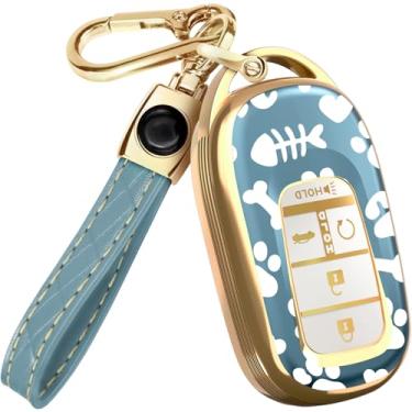 Imagem de Lucrum Compatível com Honda Key Fob Cover & Chaveiro de couro - Capa de chaveiro TPU para Accord Civic CR-V SE LX HR-V Pilot (2022-2025) - Paws