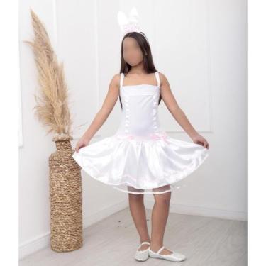 Imagem de Fantasia Vestido Coelha de Páscoa Infantil Menina Coelhinha Branca - F