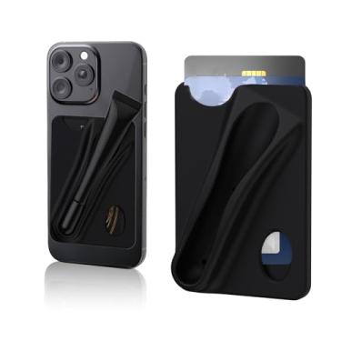 Imagem de Rookii Capa de telefone com suporte de brilho labial, suporte de cartão adesivo de silicone para telefone com suporte de brilho labial, linda capa de telefone carteira e brilho ou protetor labial