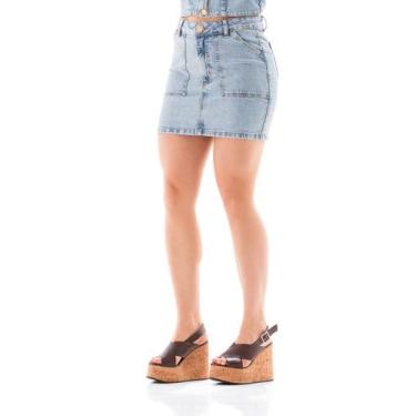 Imagem de Saia Jeans Feminina Arauto Mom Comfy - ARAUTO JEANS, Marmorizado, 42