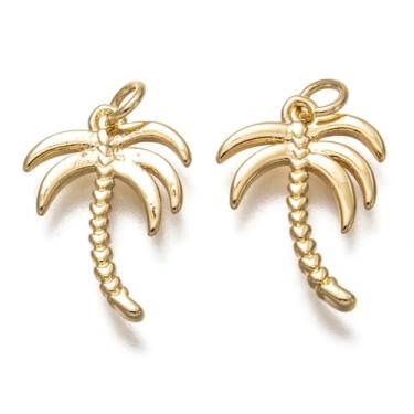 Imagem de Clotiry 10 berloques tropicais de coqueiro com anel de salto de latão, pingentes de planta de palmeira para fazer joias, colar de pulseira