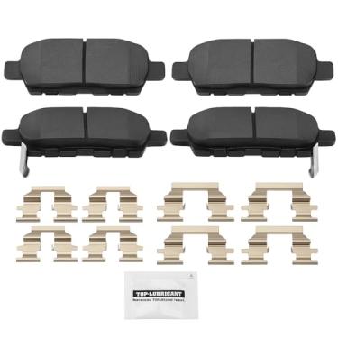 Imagem de D905 Pastilhas de freio traseiras de cerâmica compatíveis com Nissan Rogue Sentra Altima Leaf Pathfinder Murano Maxima 370Z 350Z Juke, INFINITI Q50 Q60 Q70 QX50 QX60 QX70 G35 G37 EX35 FX35 M35 M37