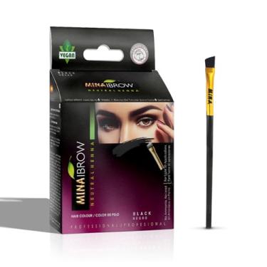 Imagem de MINA Kit de coloração semi-permanente de henna ibrow, pacote regular com pincel para coloração e coloração profissionais, cobre cabelos grisalhos, fica por até 6 semanas (30 aplicações)