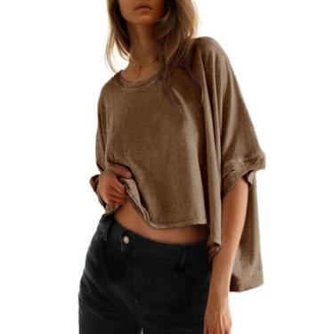 Imagem de Camiseta Dokotoo Summer para mulheres plus size marrom 2024 Fashion