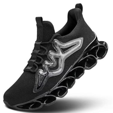 Imagem de Tênis masculino de caminhada, tênis de corrida, casual, moderno, confortável, antiderrapante, esportivo, esportivo, Z1-all preto, 37