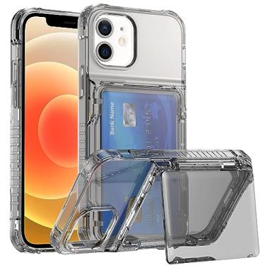 Imagem de SORAKA Capa transparente para iPhone 12/12 Pro com porta-cartões,capa protetora 2 em 1 em acrílico transparente e TPU macio