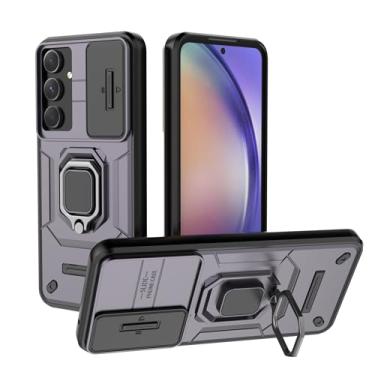Imagem de SORAKA Capa para Samsung Galaxy A55 5G com suporte e tampa deslizante para câmera Capa Samsung Galaxy A55 5G com placa de metal para suporte magnético para carro Capa de camada dupla em PC e TPU