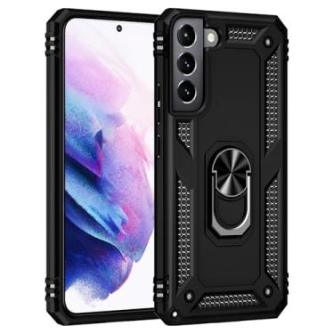 Imagem de SORAKA Capa para Samsung Galaxy S22 Plus 5G com suporte para anel Capa Slim Fit de TPU macio Capa Samsung Galaxy S22 Plus 5G com placa de metal para suporte magnético de telefone para carro