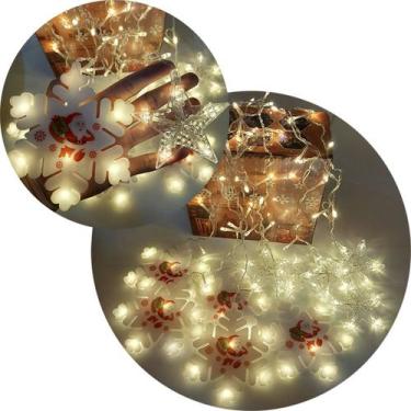 Imagem de Pisca Cascata Flocos Natal 80 Lâmpadas LEDs Amarelo 3M 220v - Genérico