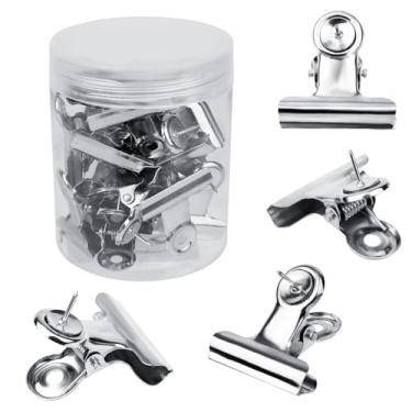 Imagem de 20 Peças Clipes Alfinetes, Tachas Polegar Clipes Resistentes para Quadro Avisos Quadros Cortiça Parede Fotos Pinos de Quadro de Cortiça para Escritórios e Escolas (Prata)