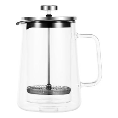 Imagem de ZLHETWT Cafeteira French Press, 650 ml, vidro transparente, parede dupla, fácil de limpar, café, chá, expresso, bebida fria, latte, cappuccino