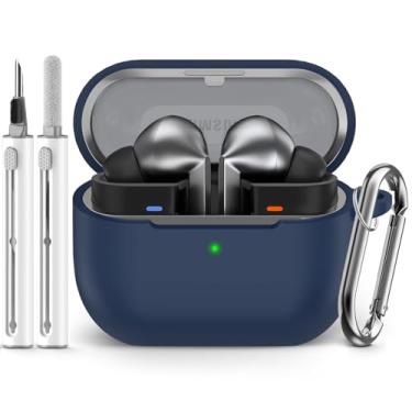 Imagem de Ljusmicker Capa de silicone macio para Samsung Galaxy Buds3 FE (2025) / Buds3 Pro (2024) / Buds 3 (2024) Capa com kit de limpeza, acessórios Galaxy Buds com chaveiro para mulheres e homens - azul
