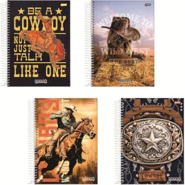Imagem de Kit de Cadernos, Jandaia, 10 Matérias, Capa Dura, Rodeio, 160 Folhas, Pacote com 4