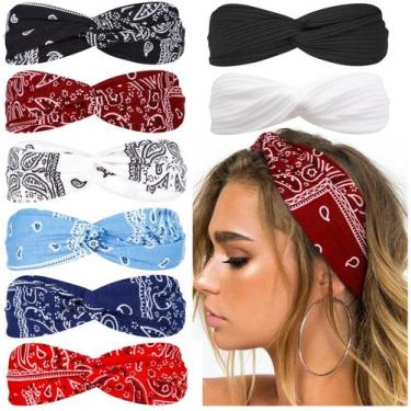Imagem de Bandana Huachi Bandana para mulheres Boho Twist Head Wraps x8