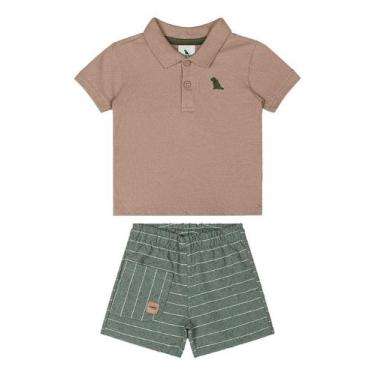 Imagem de Conjunto Camisa Polo e Bermuda Bebê Quimby, Marrom, P