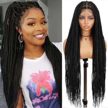 Imagem de Peruca Fancy Hair, caixa sem nós, trançada, 96 cm, sintética, preta
