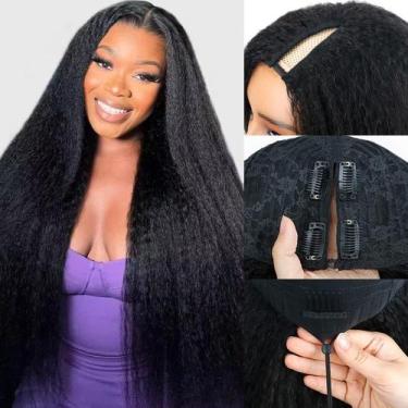 Imagem de Peruca em V Goulus Kinky Straight 100% cabelo humano 45 cm 180%