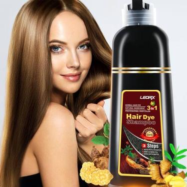 Imagem de Shampoo de tintura de cabelo Leorx 3 em 1 cor marrom 500mL natural