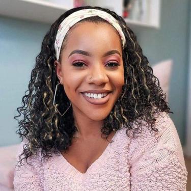 Imagem de Peruca com bandana Punmasa Curly 1B/27 Deep Wave 35 cm de cabelo human