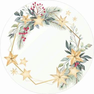 Imagem de Capa Para Painel Redondo Natal Estampa Guirlanda E Enfeites Com Frase 