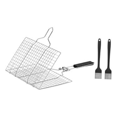 Imagem de WeiLaiKeQi Cesta para grelhar, clipe para grelhar, acessórios para cozinhar com alça, grelha para peixes, aço inoxidável para carne, frutos do mar, frango,
