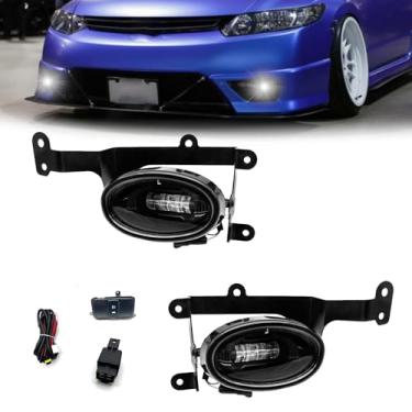 Imagem de Faróis de neblina de LED compatíveis com Honda Civic Coupe 2006-2008 Faróis de neblina dianteiros com Swith e chicote de fiação - 1 par