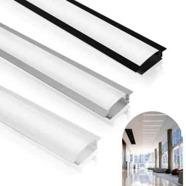 Imagem de Kit 10m Perfil de Alumínio para Fita LED de Embutir | Acabamento Premium e Iluminação Difusa (Cinza)