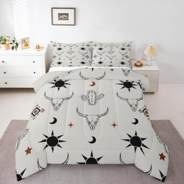 Imagem de jejeloiu Conjunto de cama retrô exótico boho macio para meninos e meninas, sudoeste, nativo asteca, tamanho queen, arte moderna, edredom de microfibra, decoração de quarto, 3 peças com 2 fronhas