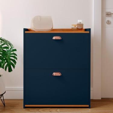 Imagem de Sapateira Banquinho 21 Pares Sapato Organizadora Prateleira Gaveta Basculante Hall De Entrada(Closet Azul Royale)