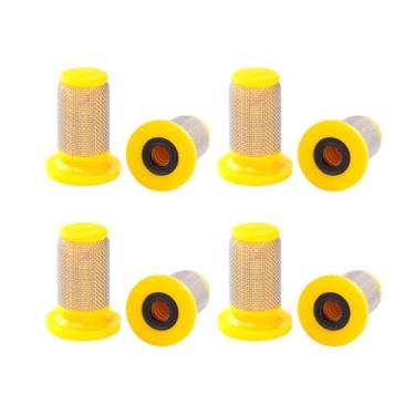 Imagem de Aimela Bocais de pulverizador filtro de aço inoxidável 50/80/100 tela de malha, dispositivo anti-vazamento, para pontas de bocal de pulverização agrícola TeeJet (03-amarelo-80(8 peças))