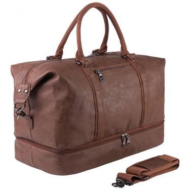 Imagem de Bolsa de Viagem Masculina Clássica de Couro, SEYFOCNIA, Marrom