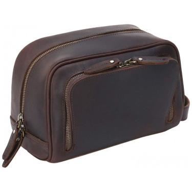 Imagem de Necessaire Masculina Vintage de Couro, POLARE , Marrom Escuro