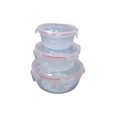 Imagem de Jogo 3 Potes Hermético Redondo com Tampa 320ml/580ml/1000ml - TOP RIO