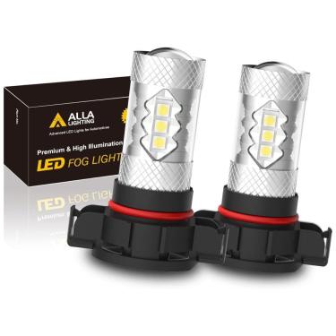 Imagem de Lâmpada Automotiva Para Nevoeiro Âmbar 3000K 1000lm Carro Reboques Caminhões, ALLA LIGHTING PSX24W 2504 LED Fog Lights Bulbs, Branco