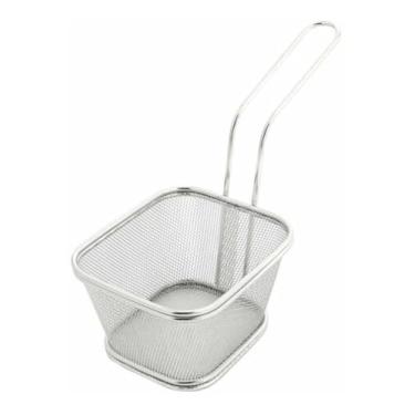 Imagem de Cesto Para Fritura Fritar Batata Petisco Salgado Frango Porção Inox Tela Aramada Peneira Escorredor Cozinha Profissional