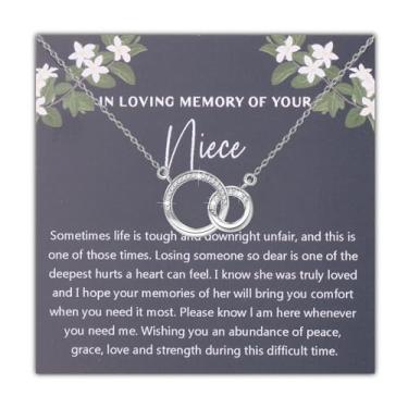 Imagem de UJIMS Presentes de simpatia pela perda da sobrinha colar memorial em memória amorosa de sua sobrinha joias condolências presentes de luto, 1, Aço inoxidável, Strass
