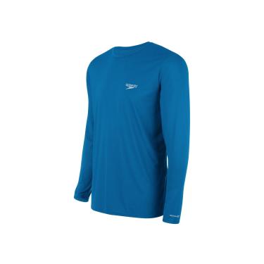 Imagem de Camiseta Masculina, Speedo, Manga Longa, Poliamida com Fastdry e Proteção UV50+, tamanho G - Azul Astral