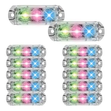 Imagem de 18 Faróis Strobo Automotivo Som 3 Leds Ajk Rgb