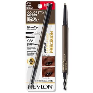 Imagem de Revlon ColorStay Micro lápis de sobrancelha com pincel Spoolie embutido, infundido com óleo de argan e marula, impermeável, à prova de manchas, marrom escuro 456, 0,1 g
