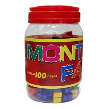 Imagem de Balde Blocos Educativo Montar 100 Peças Mont Fácil Brinquedo
