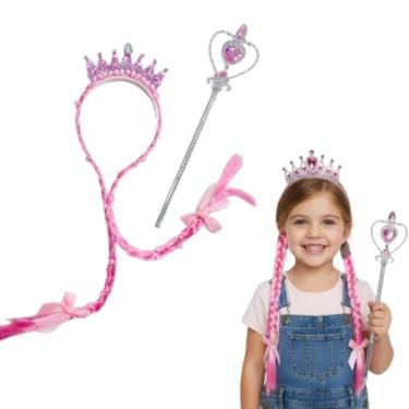 Imagem de Tiara De Princesa Trança Coroa Com Brilho + Varinha